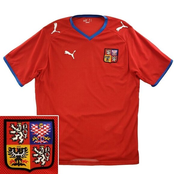 Puma Czech Republic Soccer Jersey USP 2008-09 Home Shirt Crest Men's Large - Picture 1 of 13